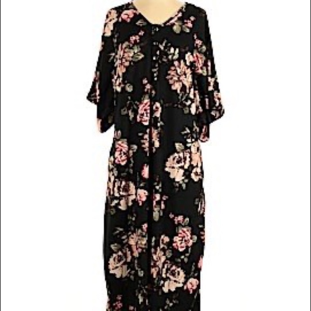 Black and pink boho floral midi/maxi dress